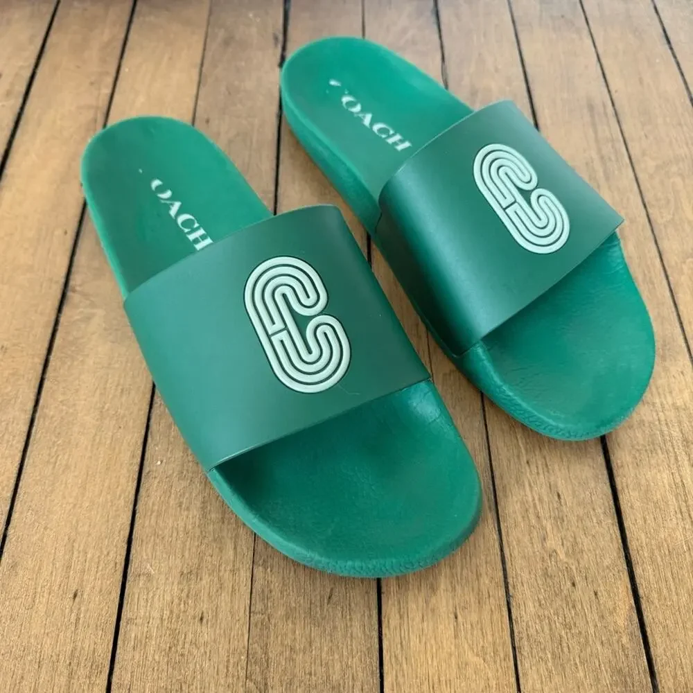 Coach Patch Logo Slide Green Poolslide Sandal Men’s 13
